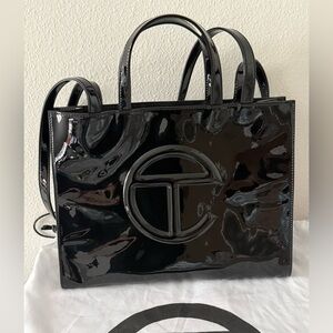 New Black Patent Telfar Shop Bag Medium